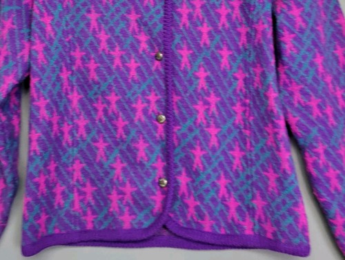 Vintage The Very Little Thing Cardgan Pullover Damen M gekochte Wolle lila rosa - Bild 4 von 11