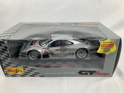 Maisto 1:18 Mercedes CLK-GTR GT Racing Warsteiner auto pressofusa argento nuova con scatola - Foto 6 di 10