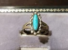 Vintage Navajo Native American Turquoise Sterling Silver Ring Size 6-1/2