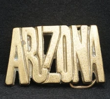 WC07133 VINTAGE 1970s CUT-OUT **ARIZONA** STATE ARTWORK SOLID BRASS BELT BUCKLE