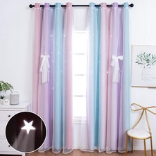 UNISTAR 2-Panel Blackout Curtains for Kids, Girls Bedroom  Living Room