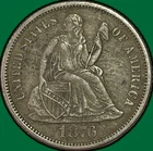 1876-S Seated Liberty Dime Almost Uncirculated AU Coin #41666