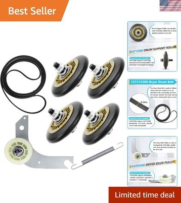 Comprehensive Dryer Repair Kit: Belt, Wheels, Pulley for Electrolux/Frigidaire