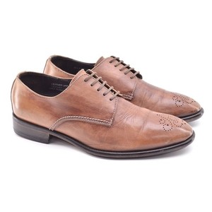 Calzoleria Toscana Brogue Oxfords Men size 40 / 7 Hand Made Brown Lace Up Shoes 