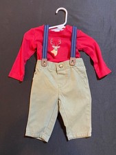 Boys Set - Janie and Jack Top and Carter's Pants With Suspenders Size 3-6 Mos