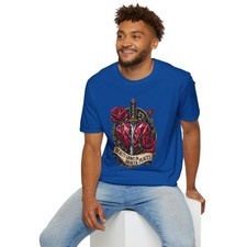 Crystal Heart Rose Dagger Gothic Tattoo Vintage Unisex Softstyle T-Shirt