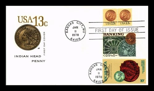 US COVER INDIAN HEAD PENNY FIRST DAY ISSUE SCOTT 1734 COMBO HOUSE OF FARNAM