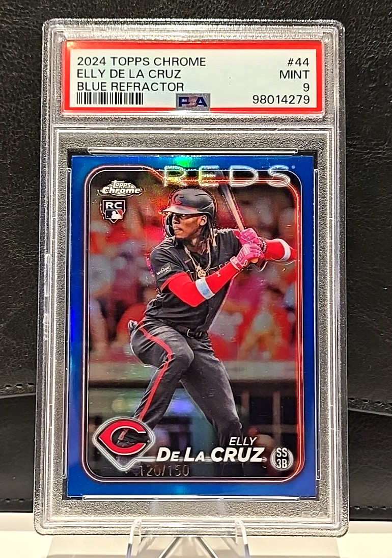 Elly De La Cruz PSA 9 2024 Topps Chrome RC #44 Rookie BLUE REFRACTOR /150 Reds