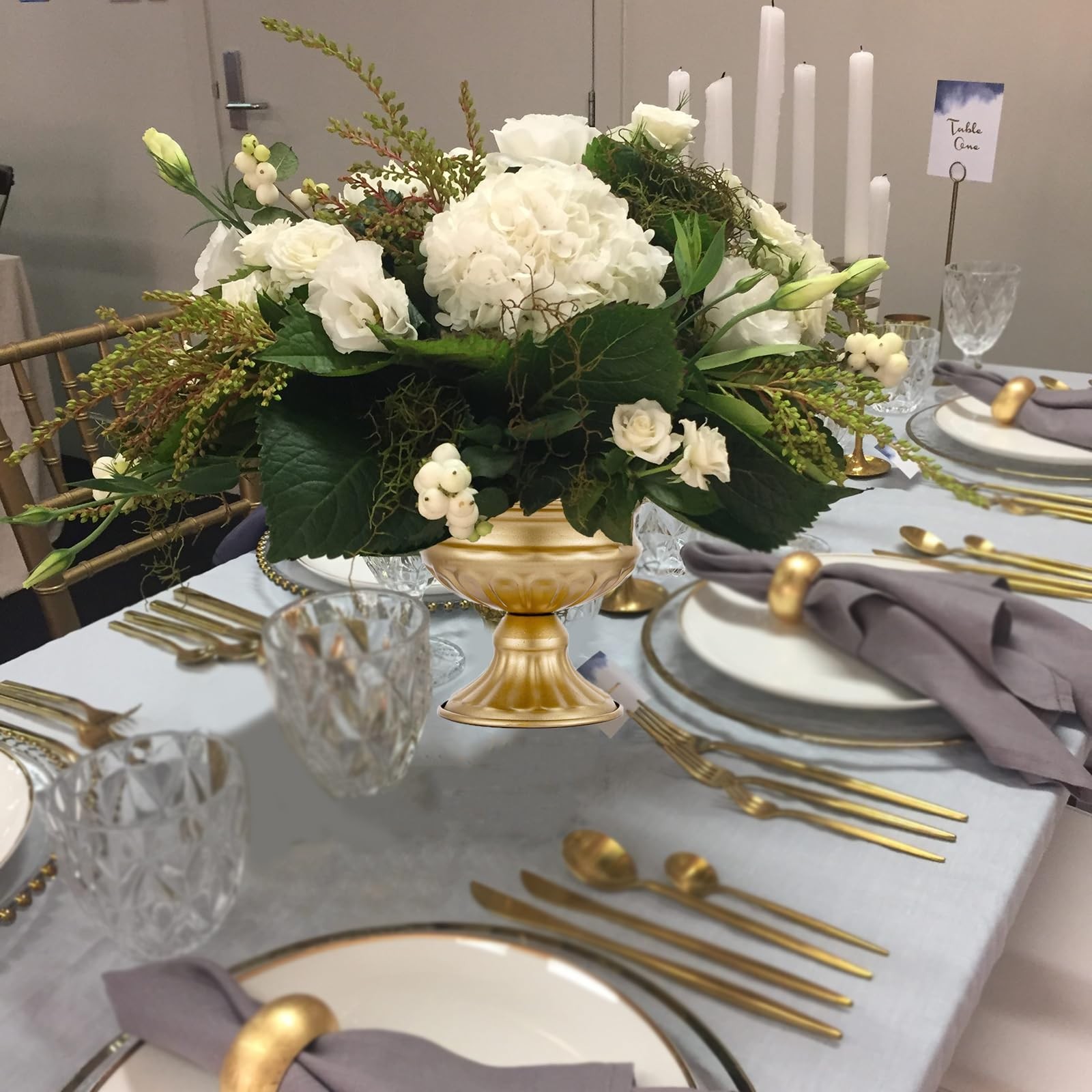 Metal Vases for Table Centerpieces Gold Compote Pedestal Vase Floral Containe...