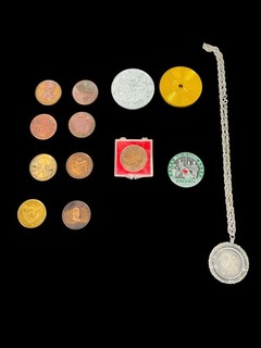 Mix Lot Vintage Mardi Gras Token Coin Collection Hermes Necklace Orpheus And Zac