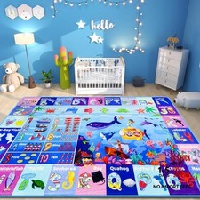 ABC Kids Rug for Playroom 59" 39.4" Ocean Rug Baby S- 39.4 59 IN Ocean Animals