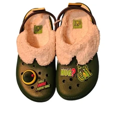 Crocs The Elf Movie Fuzz Lined Clogs Kids Shoes Green Yellow Holiday Fun Size J4