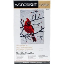 WonderArt Classic Cardinal Latch Hook Kit 426410 New Sealed 20" x 30" Bird UNCUT