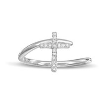 10K White Gold Cross Bypass Ring 0.10 Cttw Diamonds Jewelry for Women Size 5