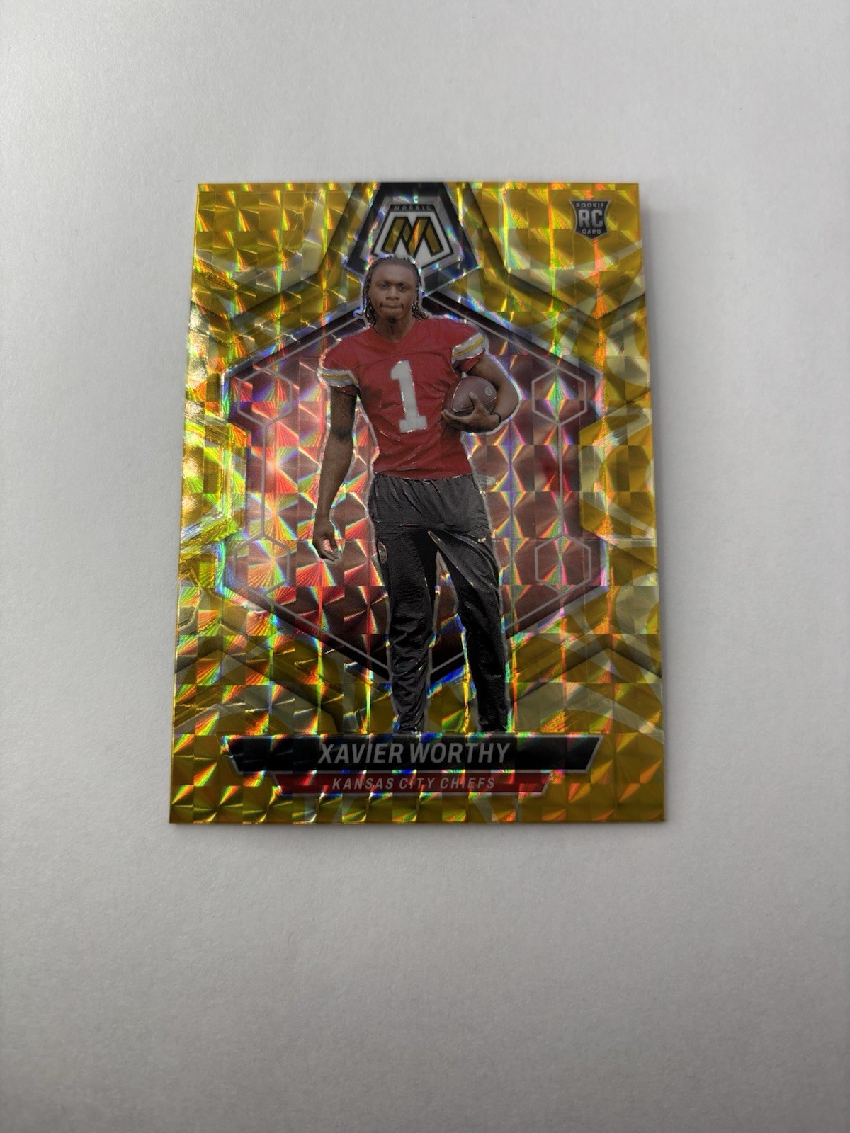 2024 Panini Mosaic Yellow Reactive Mosaic Prizm #328 Xavier Worthy RC