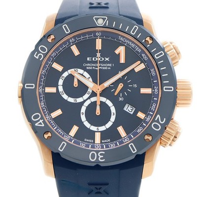 EDOX Chrono Offshore 1 Chronograph 10221 Date 500m Blue YGP CE Men Quartz