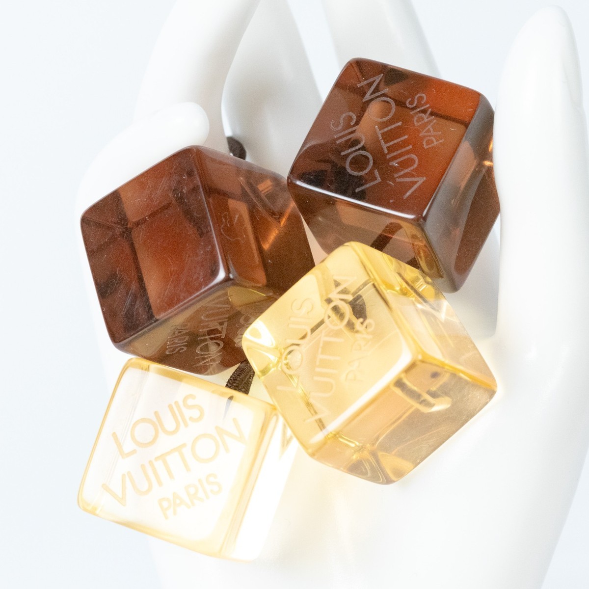 LOUIS VUITTON Hair Cube Set of 3 Brown Light Brown Orange Hair