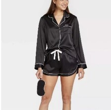 Women s Stars Above 3pc Black Satin Sleep Set Size S NEW