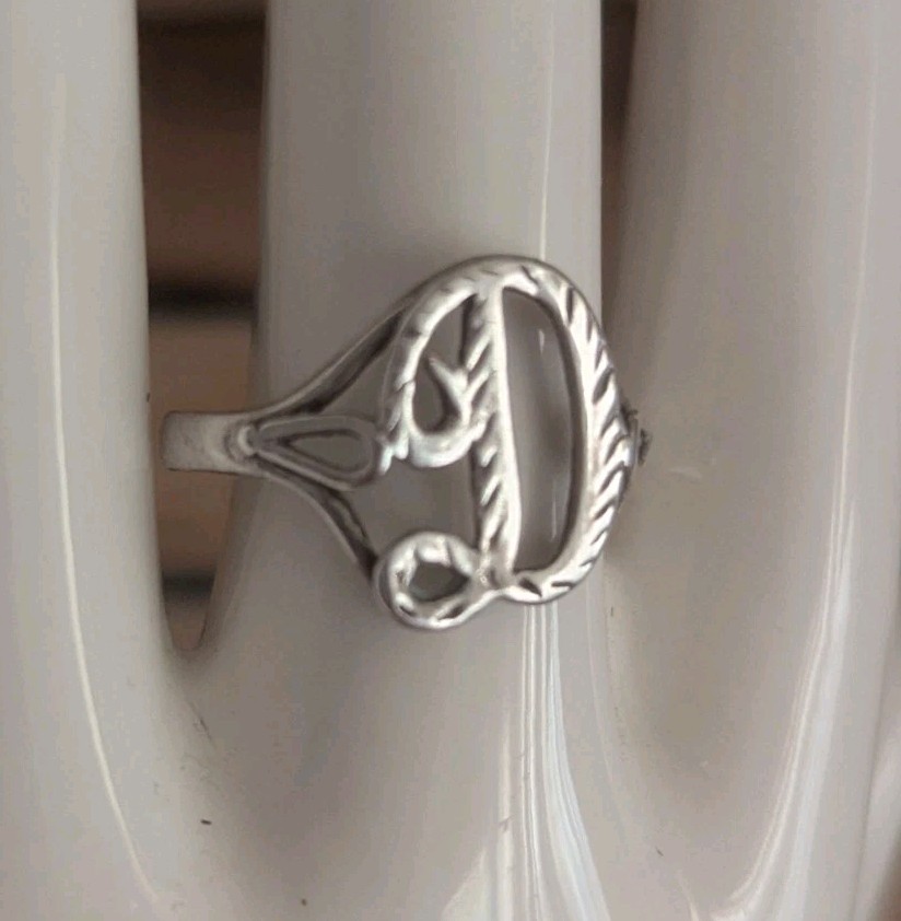 Sterling Silver Monogram Initial D Ring Size 8 Vt… - image 1