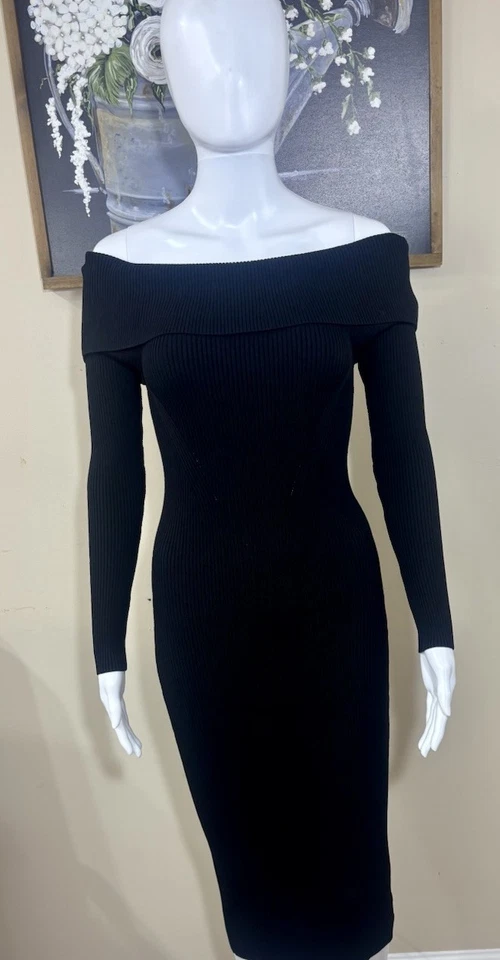 Michael by Michael Kors Black Off The Shoulder Bodycon Dress Women's - Image 2 of 4