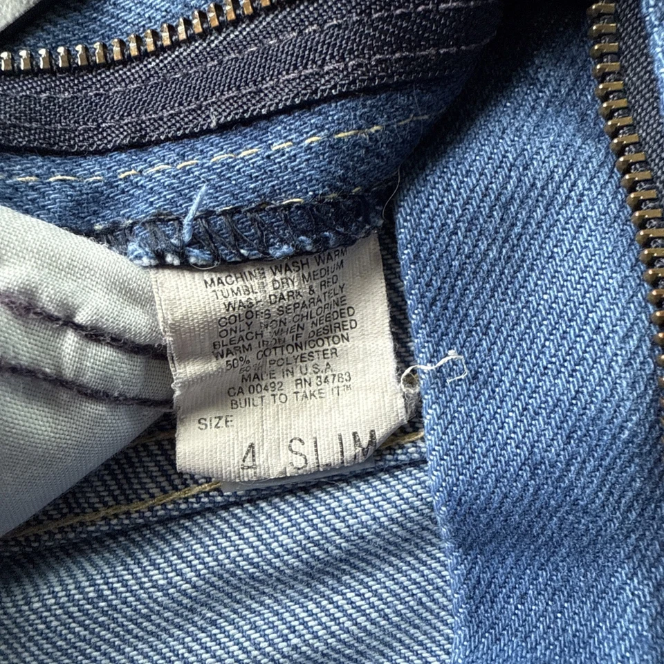 Jeans Lee Denim Vintage Niños 4 Slim EE. UU. Cremallera 50/50 Unisex/Campana Hecha en Unión Foto 4 de 4