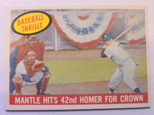 1959 TOPPS MICKEY MANTLE # 461 42nd HOMERUN FOR CROWN BASEBALL THRILLS