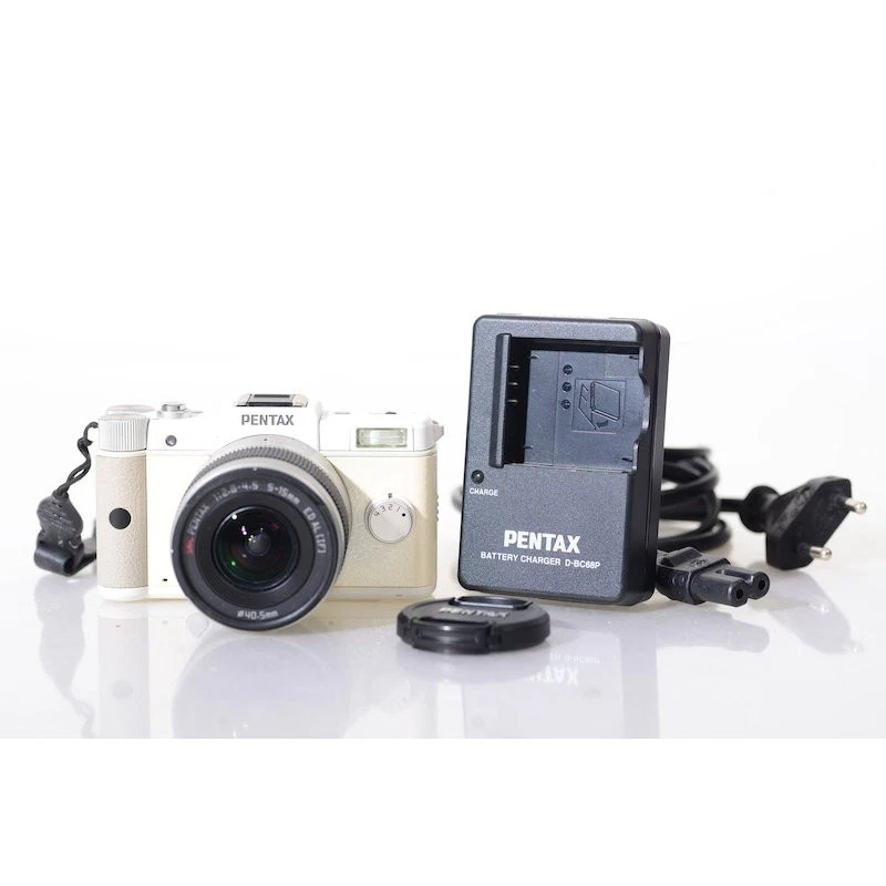 Pentax Digital Q Kamera in Weiß + SMC 2,8-4,5/5-15 ED AL IF Zoom Objektiv