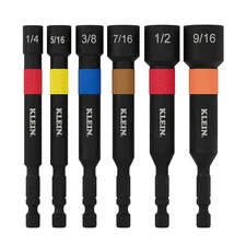 Klein Tools 4 Inch Magnetic Power Nut Setter Set, 6 Pieces