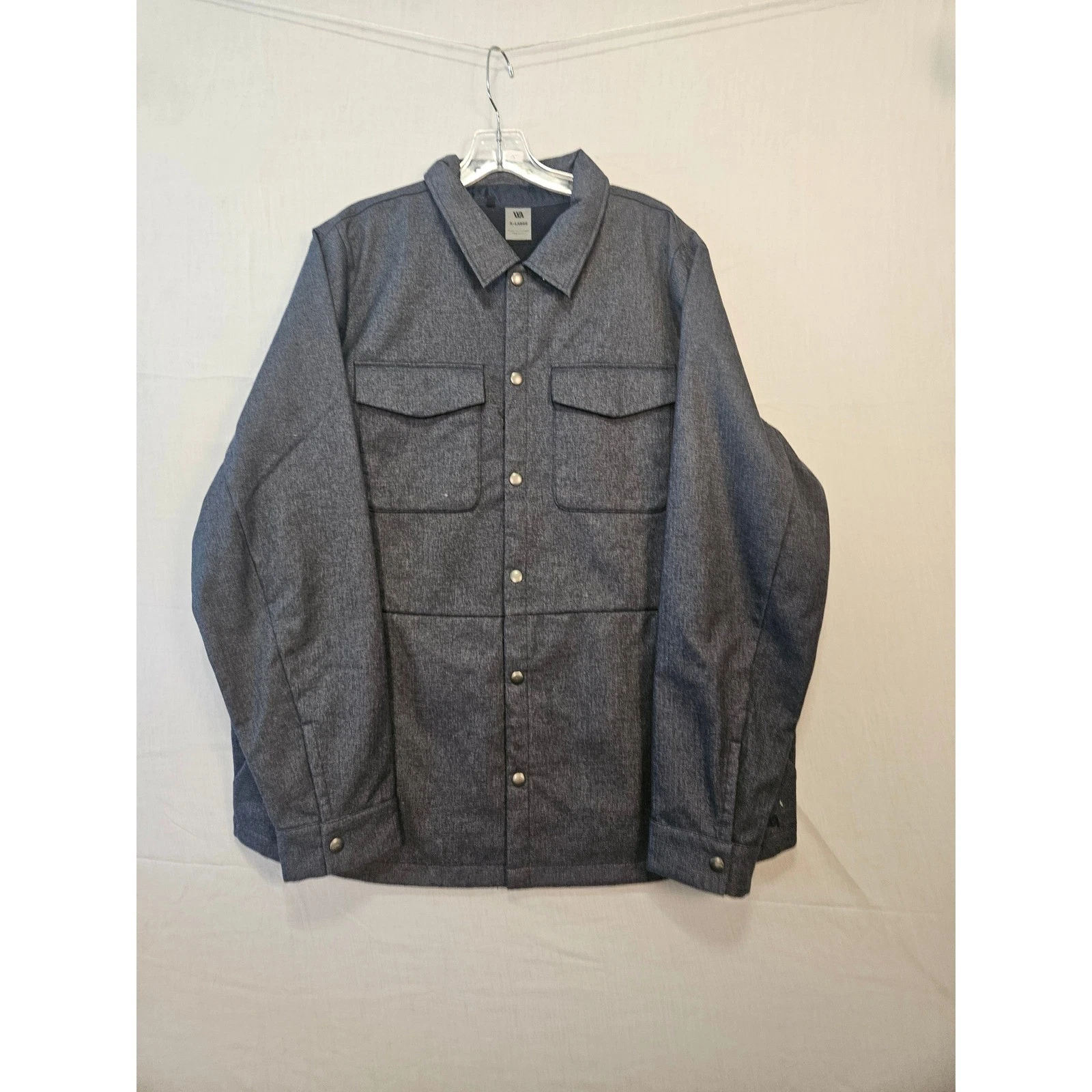 Vuori Mens Shirt Jacket Charcoal Gray Heather Herringbone Shacket XL RN104141 image 1