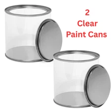 Clear Paint Can Tins 2 Pack 5x5 Display Containers Candy Gift Storage PVC
