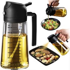 TrendPlain 16oz/470ml Glass Olive Oil Sprayer for Cooking – 2 in 1 Olive Oil Dis