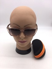 Fendi Women's Full Rim Clear Beige Frame Trendy Sunglasses 55-18-143 Grey Lenses