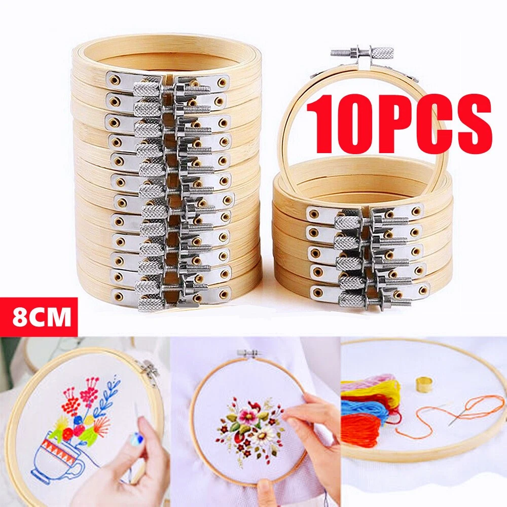Lot De 5 Cadres à Broder En Bambou - Tailles 15, 18, 20, 23, 36 Cm - Pour Point De Croix Et Couture