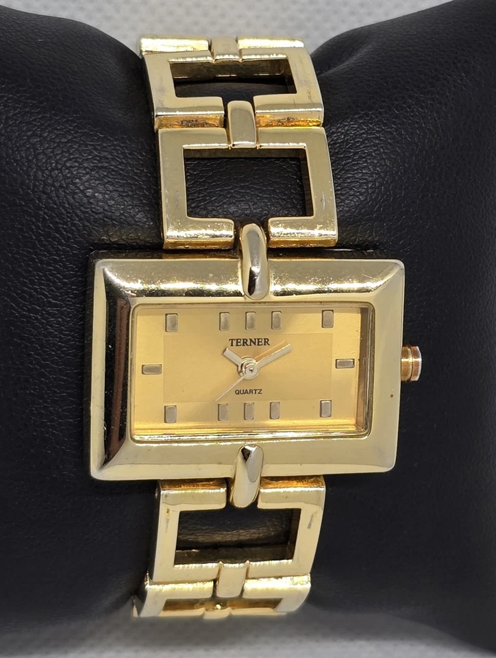 Reloj Pulsera Mujer Terner Elegante Rectángulo Tono Dorado Eslabón 10 Foto 2 de 4