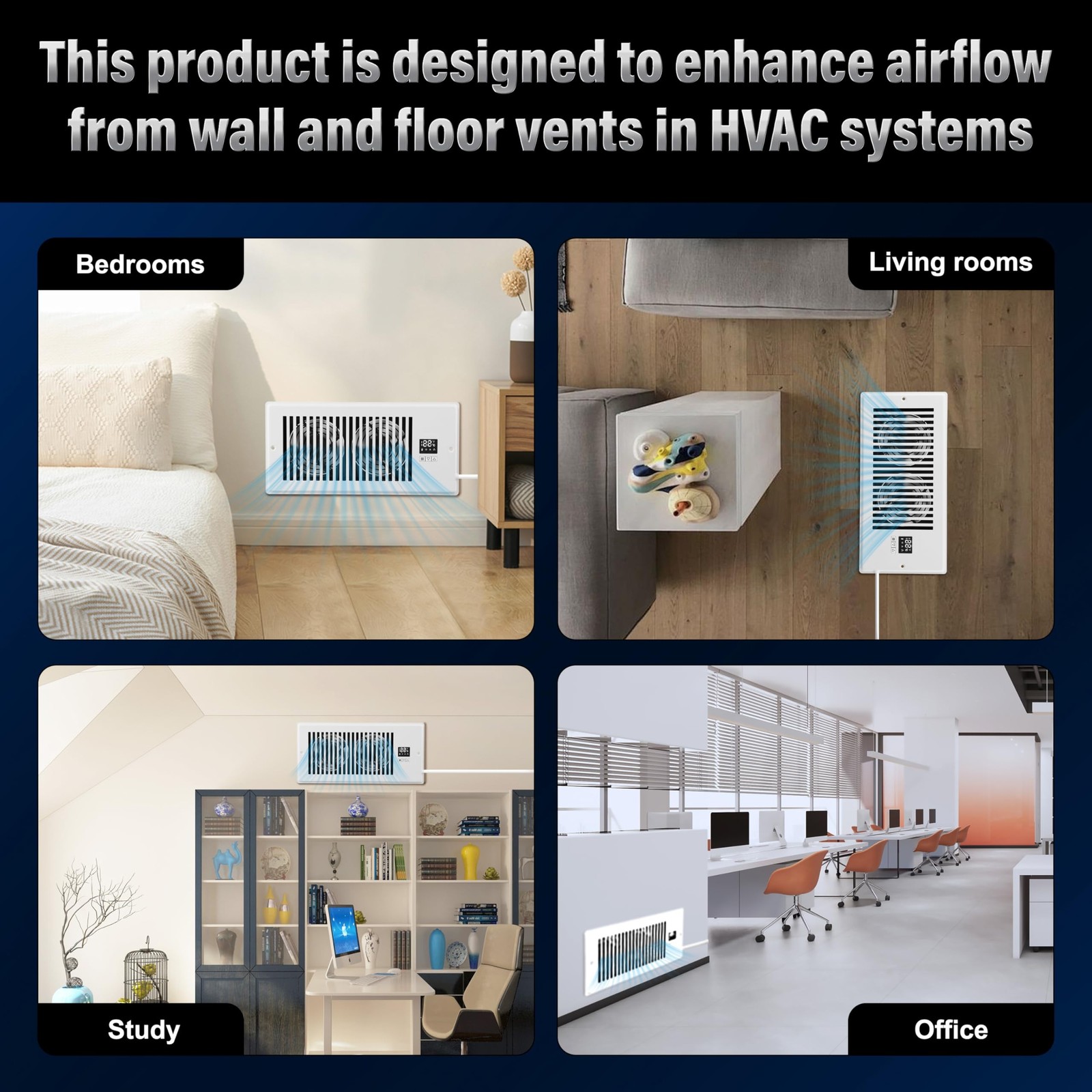 как выглядит Xcity Quiet Register Booster Fan, Intelligent 4"x10" Vents, 10-speed, Air Ven... фото