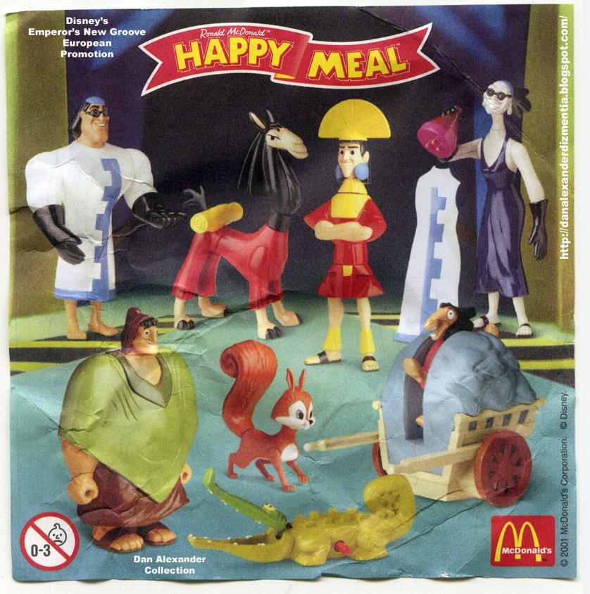 Set Of Four Happy Meal Toys Emperors New Groove 2000 Number 1, 3, 4, 6