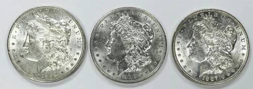 LOT OF 3 MS+++ MORGAN SILVER DOLLARS! INCREDIBLE COLLECTOR COINS! WOW! NR #G2030