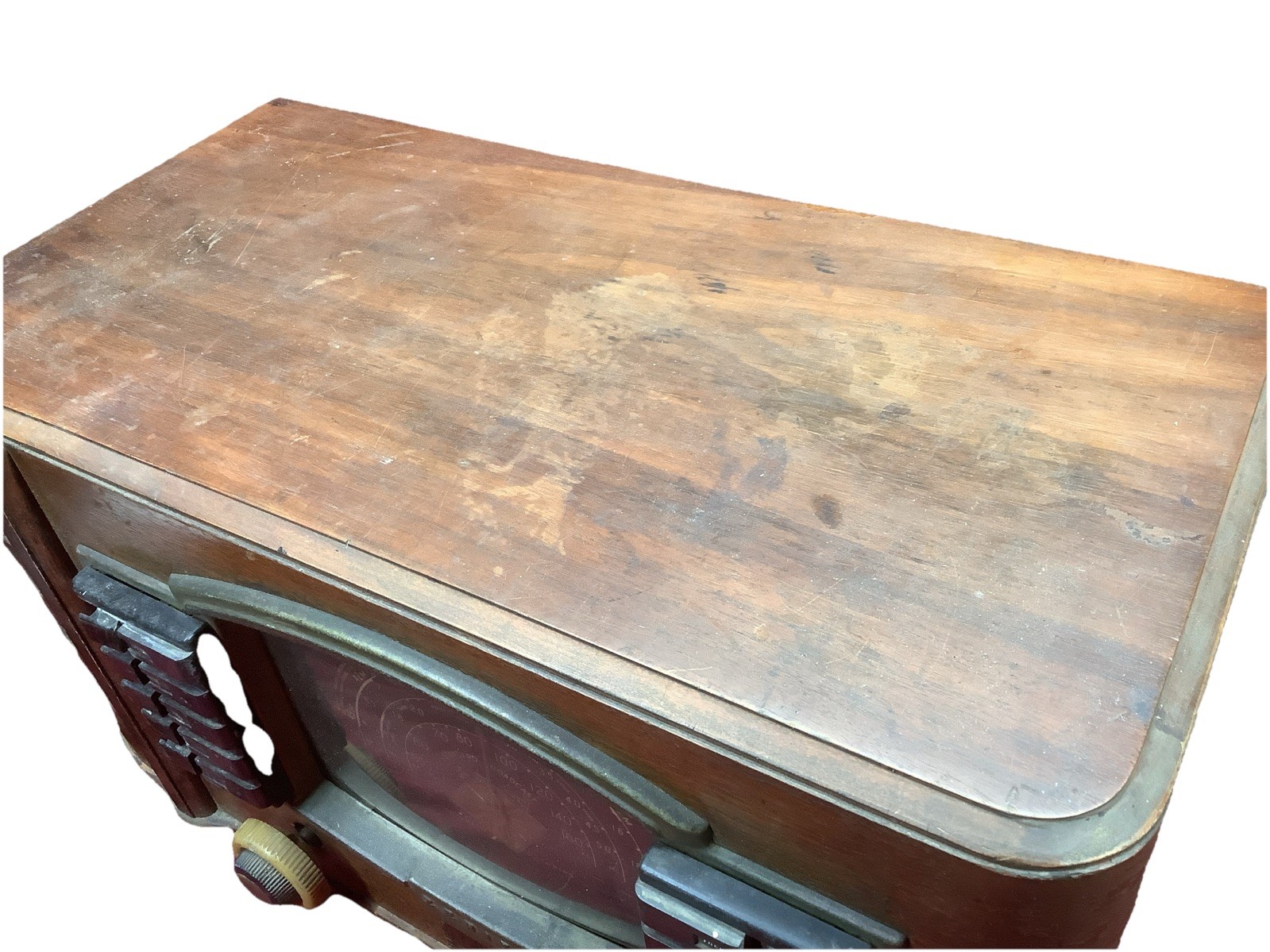 1942 ZENITH RADIO WOOD Model 7S633R Black Dial SW BC Multi Bands Automatic Solid