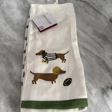 Set of 2 Envogue Football Themed Cute Multicolor Dachshund Kitchen Tea Towels
