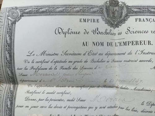 1867 DIPLOME DE BACHELIER es SCIENCES VELIN IIè EMPIRE SIGNÉ V. DURUY Ch. ROBERT - Picture 5 of 5