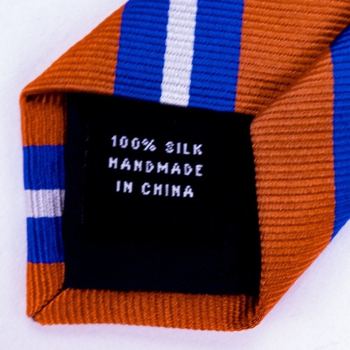 AMERICAN LIVING Silk Necktie Orange w/ Blue & White Stripe Wide 58 in x 3.75 in - Picture 5 of 5