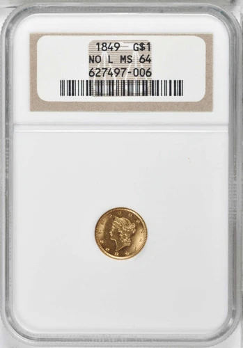1849 No L NGC MS64 Gold Dollar G$1