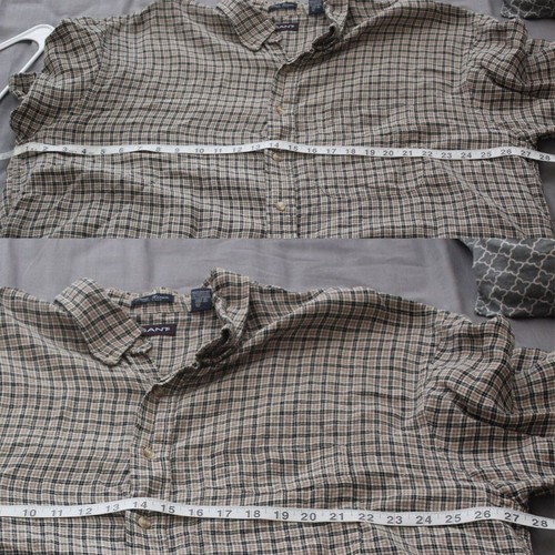 GANT 100% Linen Shirt Short Sleeves Micro Checks Men's Size 2X - Picture 5 of 6