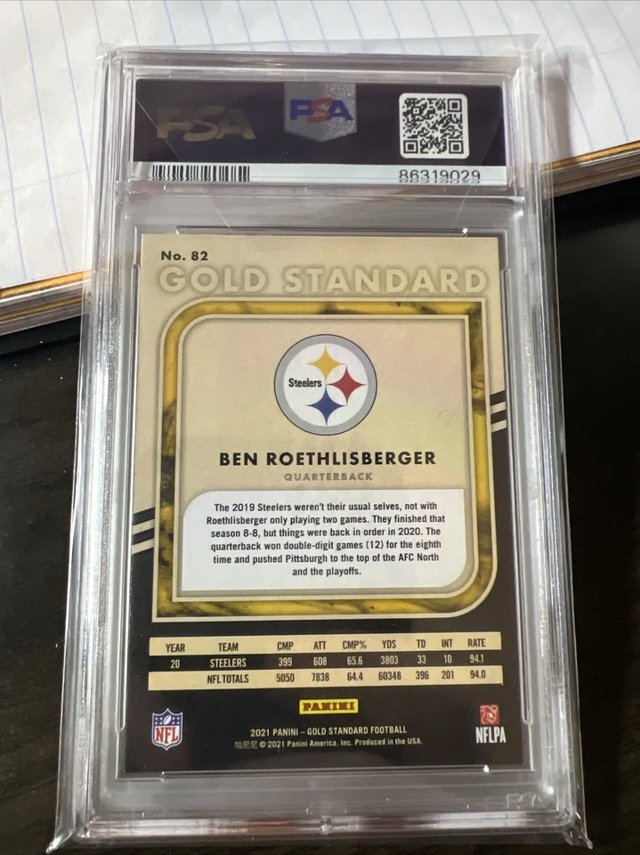 2021 Panini Gold Standard -  #82 Ben Roethlisberger /49. Psa 9.  None Higher - Image 2 of 2