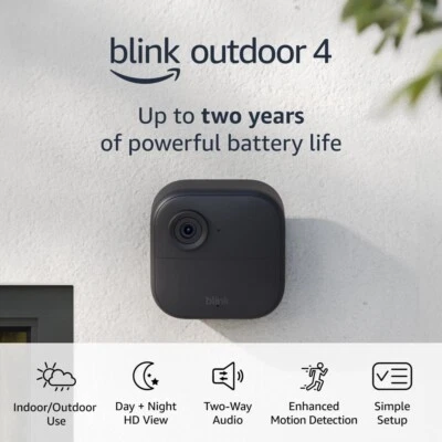 SMARTSECURITY Blink Outdoor 4th Gen Add-on Camera WiFi Security HD Cam - requires sync module