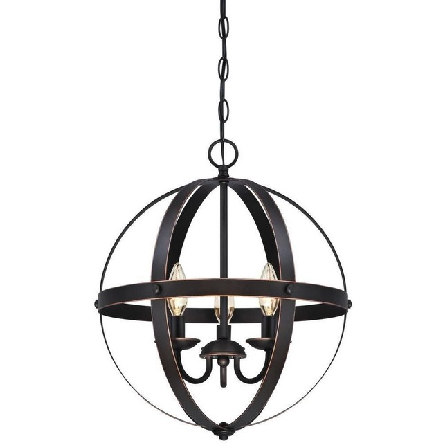 Westinghouse 6341800 Stella Mira Three Light Pendant Oil Rubbed Westinghouse 6341800 Stella Mira Three Light Pendant Oil Rubbed Bronze Finish With Highlights