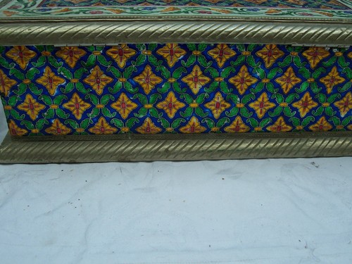 Beautifully Decorated Enamel Metal Clad Middle Eastern Antique Tissue Box. - Picture 2 of 7