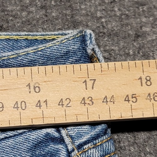 Levis Jeans Mens 34x30 Blue 505 Light Wash Regular Straight Denim Distressed - Picture 6 of 19