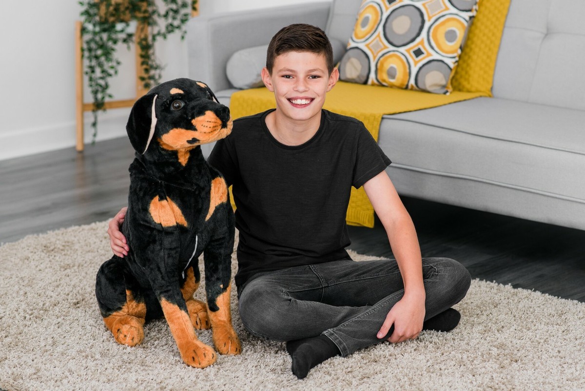 50CM LARGE CUTE ROTTWEILER DOG PUPPY TEDDY SUPER SOFT PLUSH TOY PRESENT GIFT