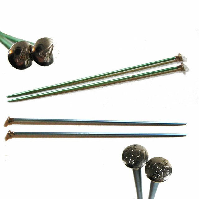 Vintage New Metal Knitting Needles Green Size 4, Blue Size 5 Metal Caps Pristine eBay